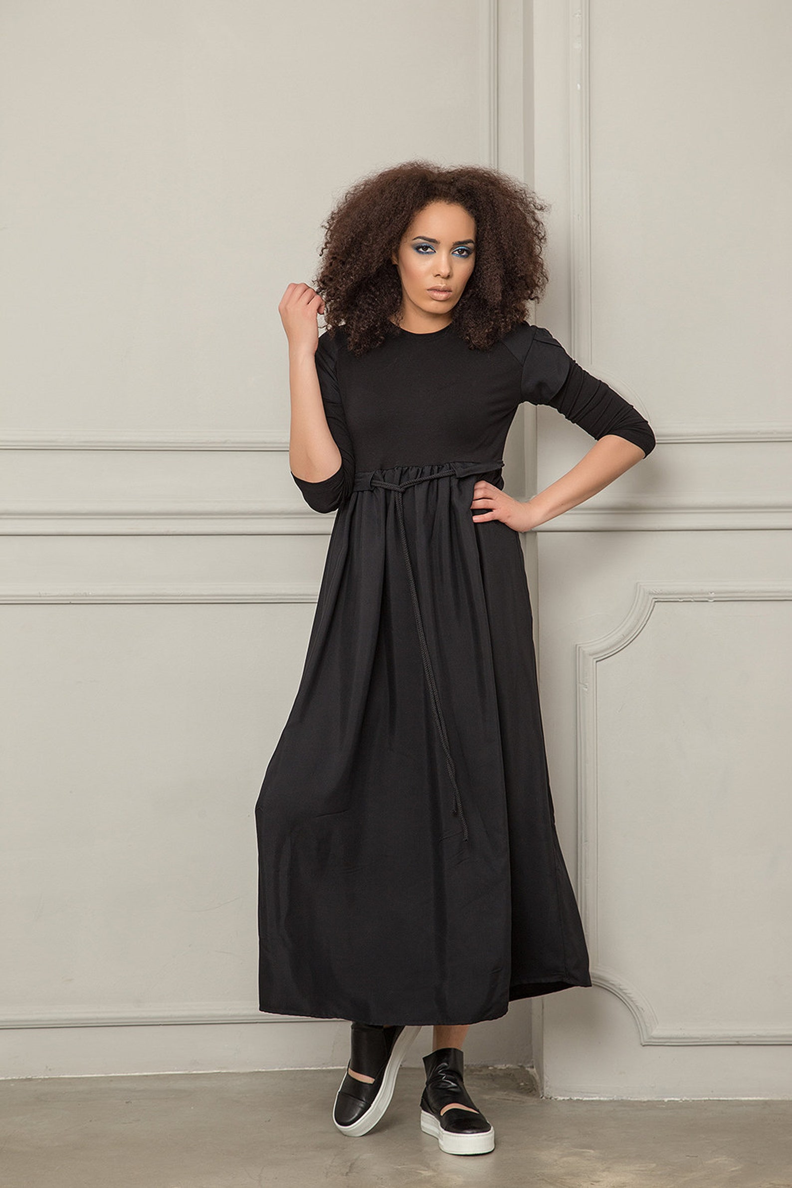Black Beauty Oversized Kaftan Shirt Dress