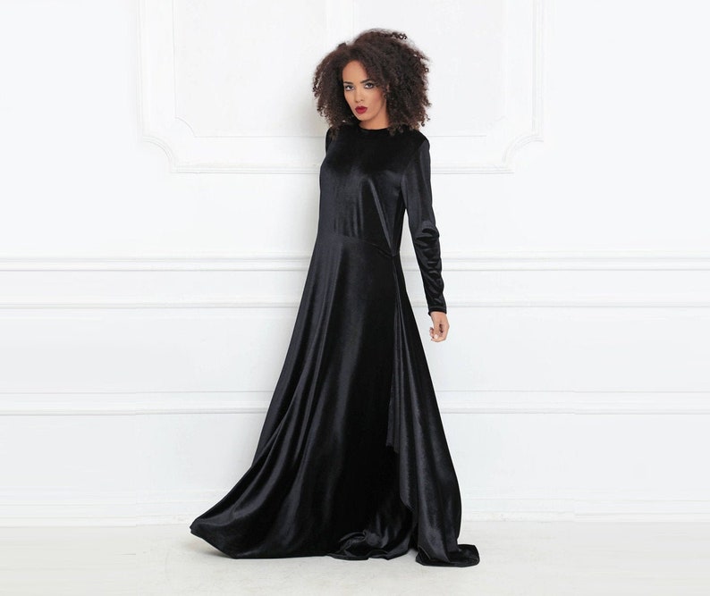 black velvet dress long sleeve