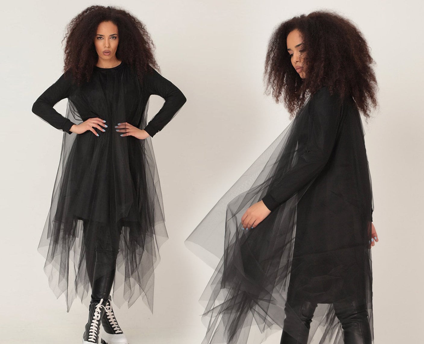【美品】AMERI    TULLE SEE-THROUGH DRESSブラック 美品】AMERI TULLE SEE-THROUGH DRESSブラック