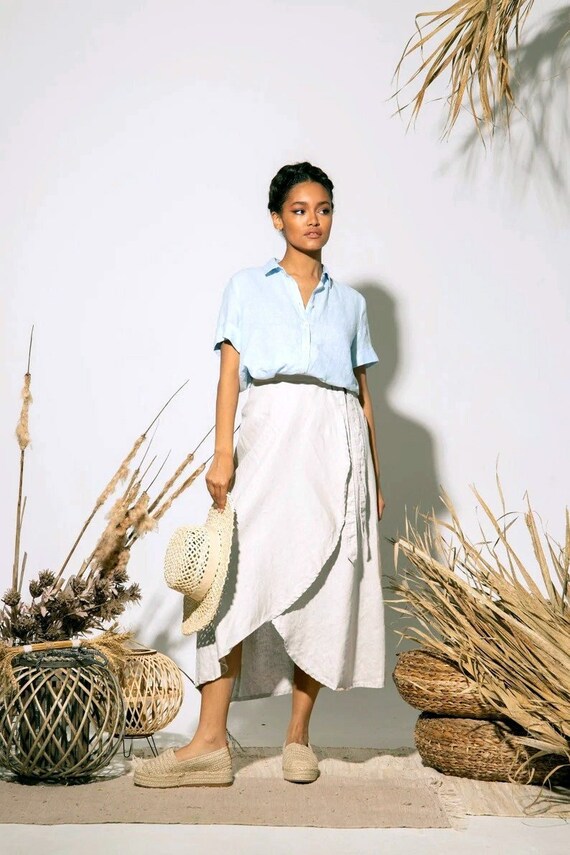Women's plus top size linen skirts