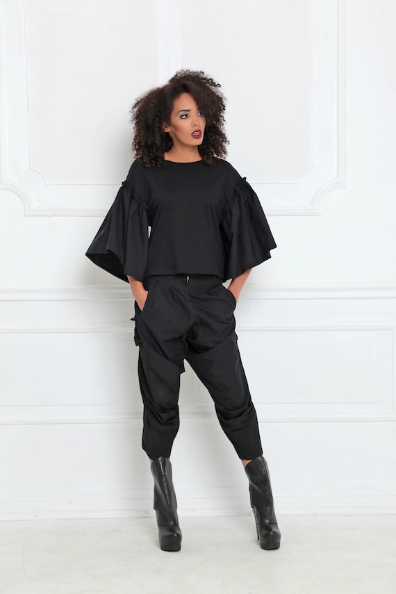 Plus Size Pants, Capris Pants, Black Pants, Urban Clothing, Women