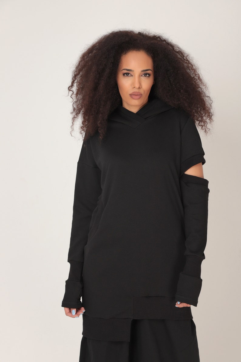 Black Hoodie Dress Hooded Dress Winter Hoodie Dress Plus Etsy