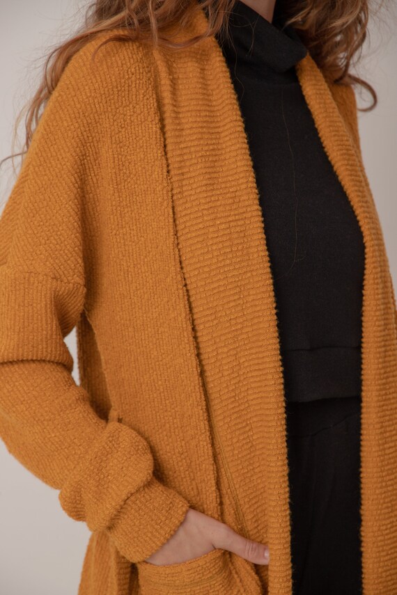 Mustard Maxi Cardigan Long Winter 