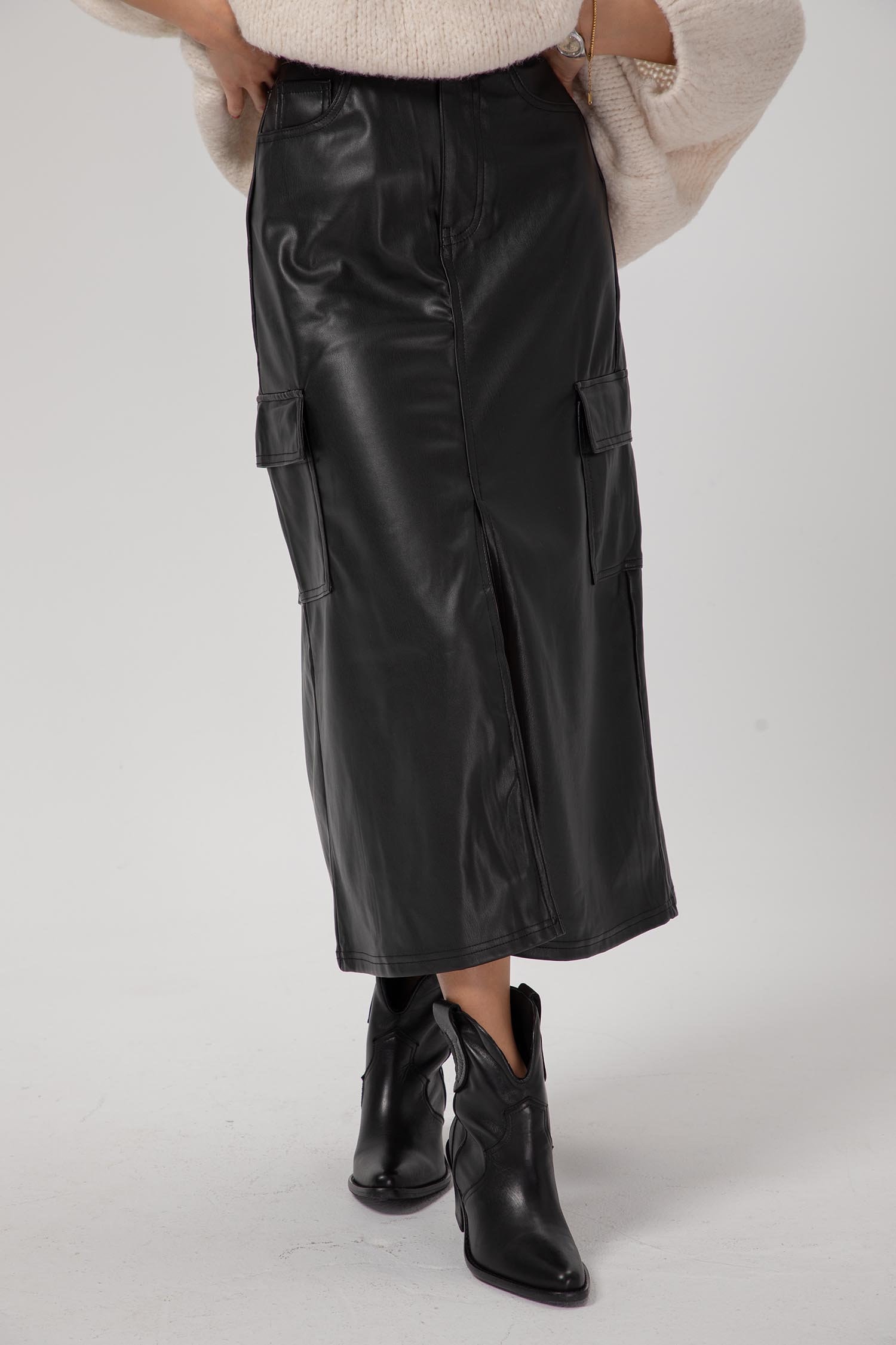 Mid-rise Waist Eco Leather Skirt NARRY, Eco Leather Skirt  