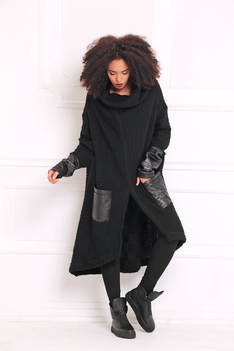 Plus Size Goth Coat For Women, Goth Cardigan In Black, Goth Winter Coat, Oversized Coat, Maxi Goth Cardigan, Women Cardigan, Winter Cardigan image 3