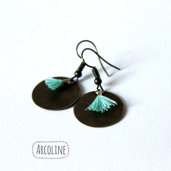 Boucles d'oreilles Mini Pompon Vert d'eau