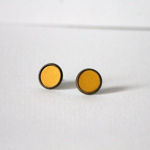 Minimalist Yellow Leather Stud Earring