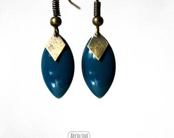 Boucles d'oreilles Sequin émaillé Bleu canard