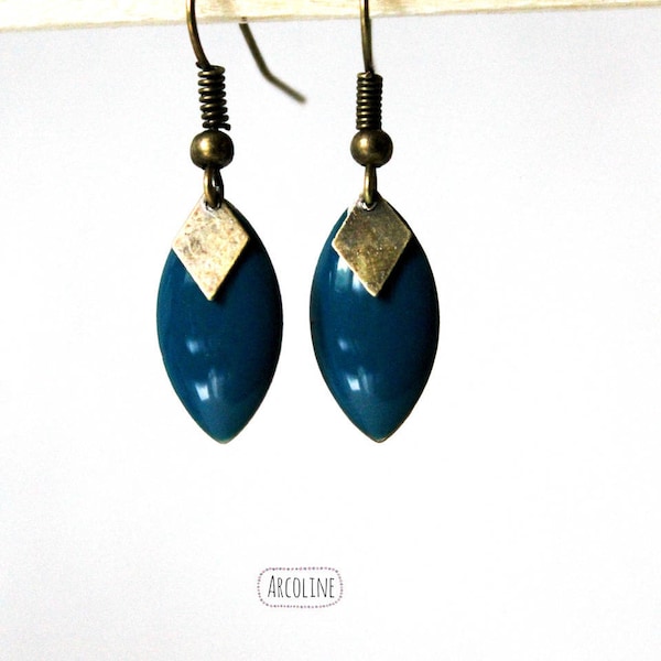 Boucles d'oreilles Sequin émaillé Bleu canard