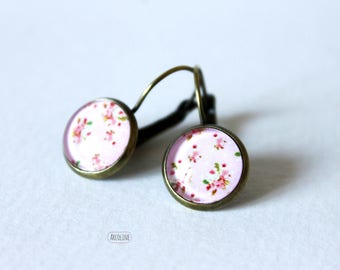 Boucles d'oreilles Dormeuses Cabochon 12mm Shabby chic