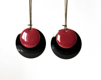 Earrings raspberry black Sequins
