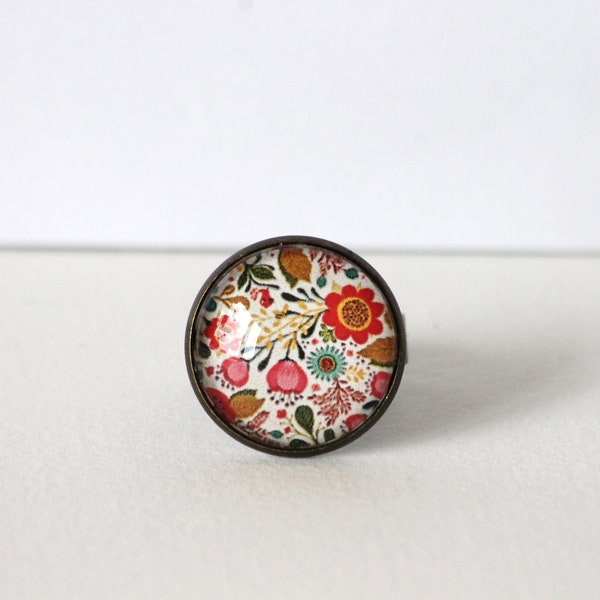 Bague Cabochon 20mm Fleuri