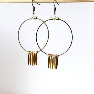 Bronze Sequin Creole Earrings with Miyuki Gold Beads