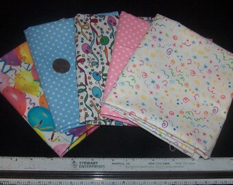 5 FABRIC PIECES   FOR DOLL CLOTHES-PINK & BLUE 