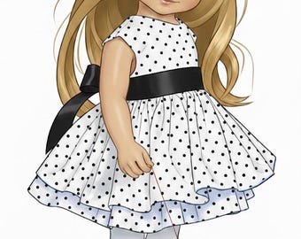 Patrón de vestido para muñecas Bailey, Saffi y similares de 18" (PDF, B111)