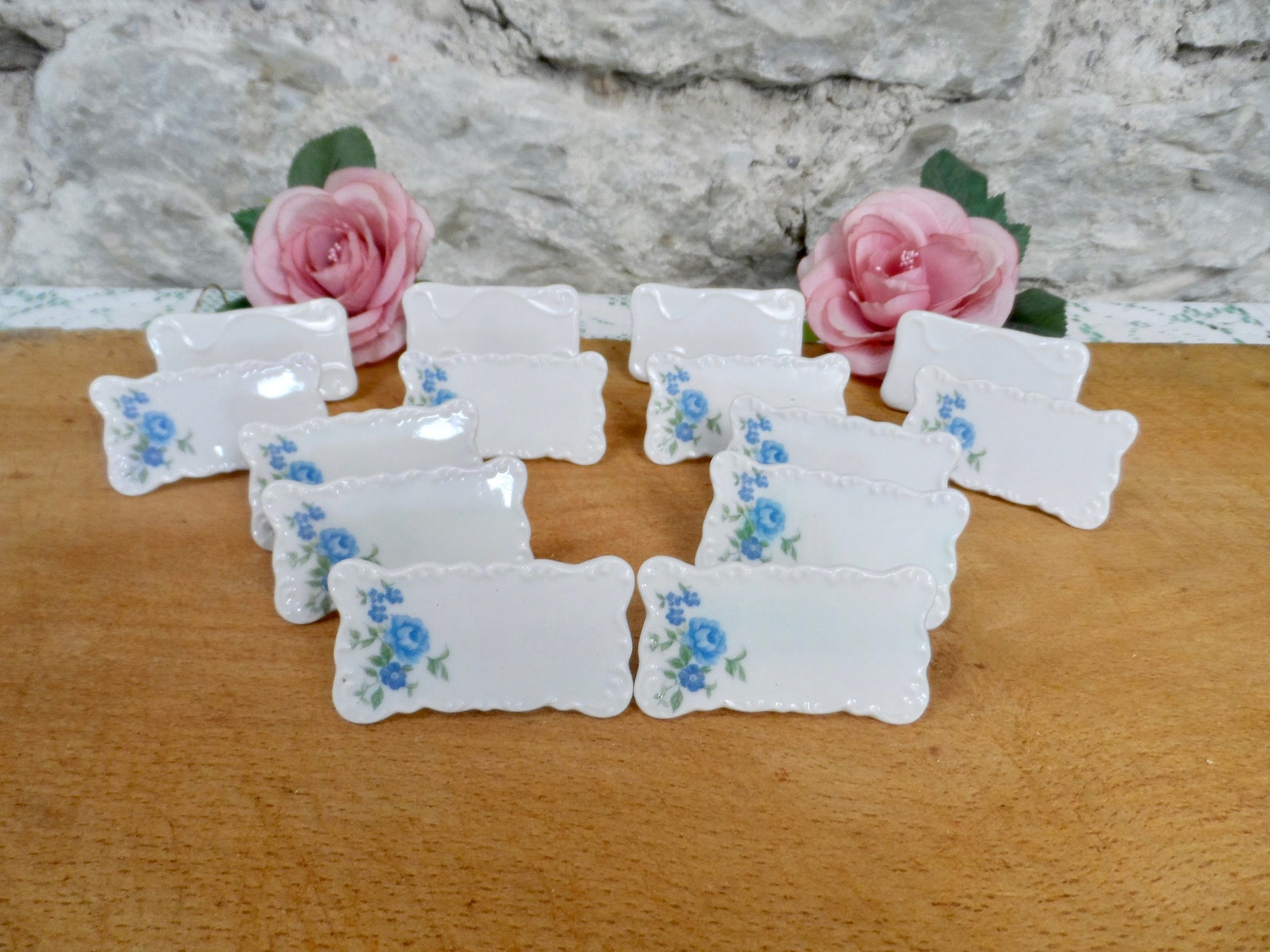 French Porcelain Place Card Holders. 14 Reusable Ceramic Place Etsy