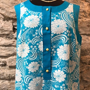 Vintage Hausmantel Größe 46. Retro Hausjacke. 60er Jahre Style Day Schürze. Chore Kleid. Morgenkleid. Vintage Haus robe. KOSTENLOSER VERSAND
