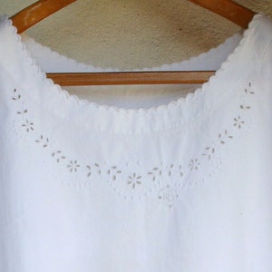 Large Antique LB French Chemise or Nightgown with Monogram LB from 1920&#39;s in Linen and Cotton.  Antique Nightdress. Cool Vintage Nightwear.