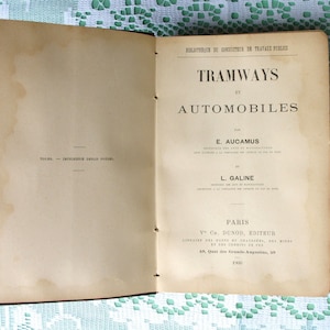 Tramsways et Automobiles Book. French Dunod 1900 Vintage Book Livre Bibliotheque Travaux Publics