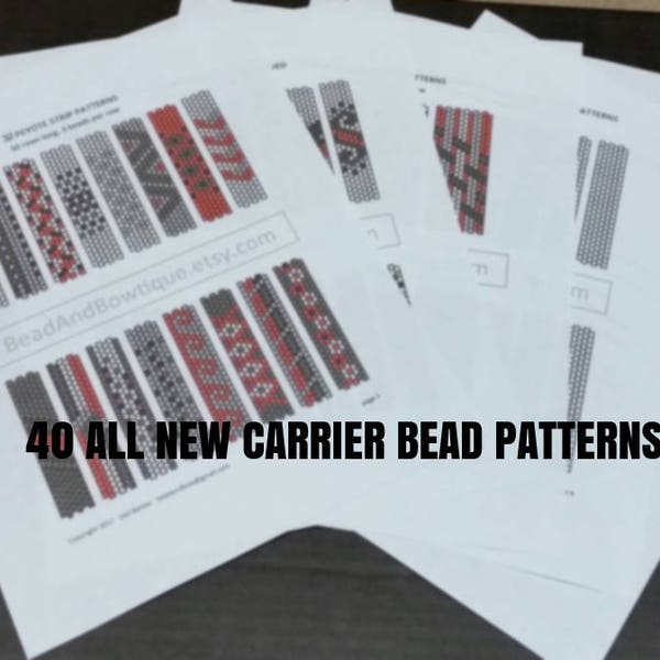 40 Carrier Bead Patterns  -ALL NEW-  Done in even count peyote stitch - Instant Digital Download
