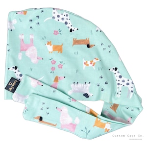 Czapeczka chirurgiczna dla psa w kolorze mięty: bawełniana czapka chirurgiczna dla kobiet