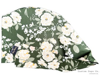 Gorro quirúrgico floral: gorro de duendecillo de algodón para mujer