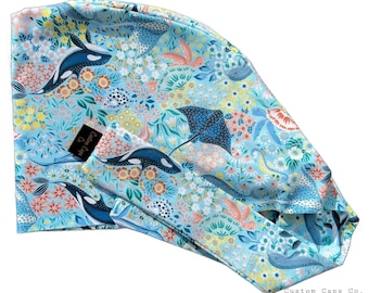 Under The Sea Garden Scrub Cap: Women's Cotton Surgical Hat