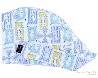 Beach Pups Surgical Scrub Hat: Women's Cotton Pixie Cap