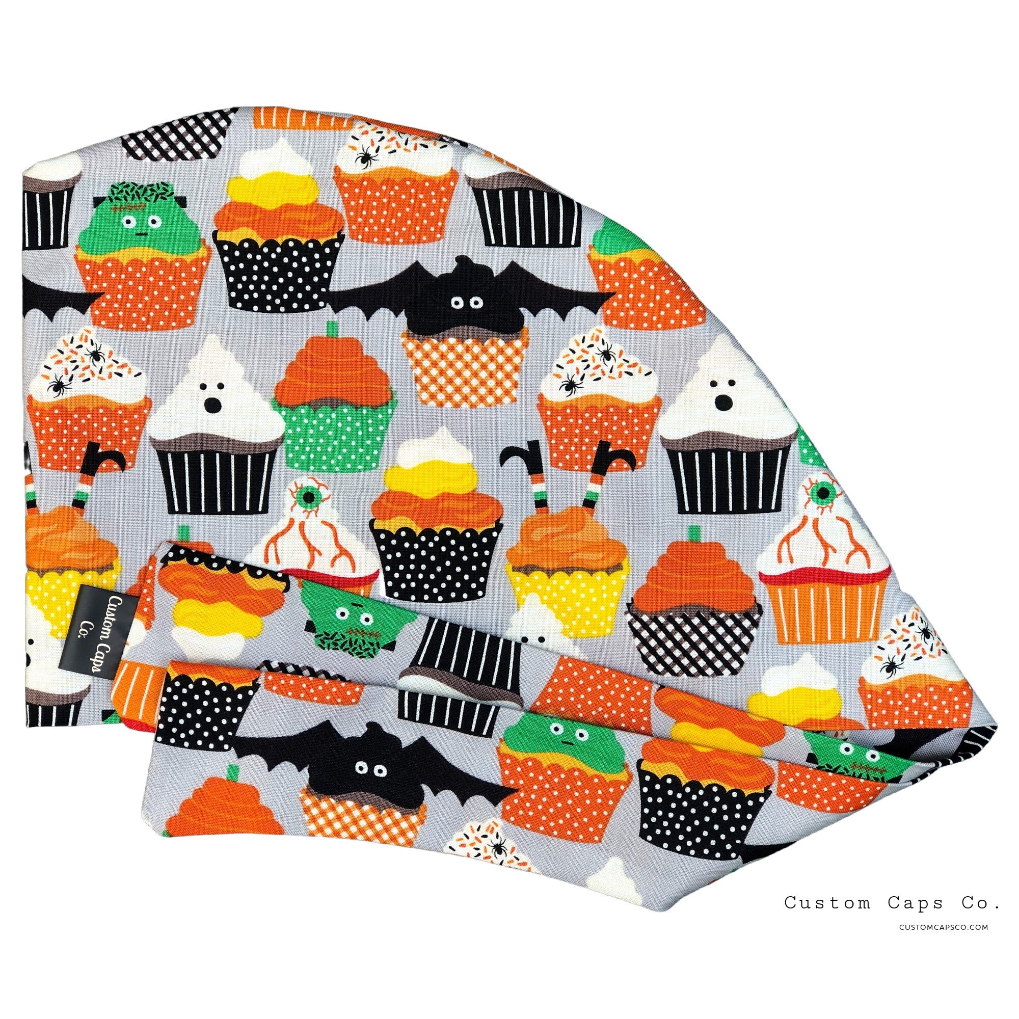 Spooky Cupcakes on Grey Surgical Scrub 