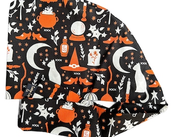Halloween Surgical Scrub Cap: "I Put A Spell On You" Cotton Pixie Hat