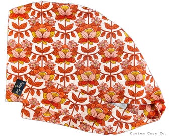 Boho Floral Scrub Cap: Sienna Blooms, Women's Surgical Hat