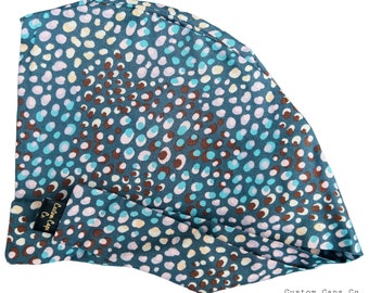 Sombrero de exfoliación quirúrgica con estampado de leopardo elegante, hermosa gorra de exfoliación Pixie con estampado animal para mujeres / gorras personalizadas Co.