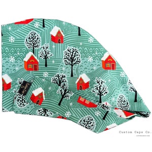 Home For Christmas Scrub Hat: Women&#39;s Holiday Pixie Cotton Cap