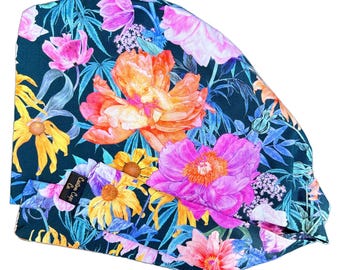 Floral Cotton Scrub Cap: Women's Surgical Hat