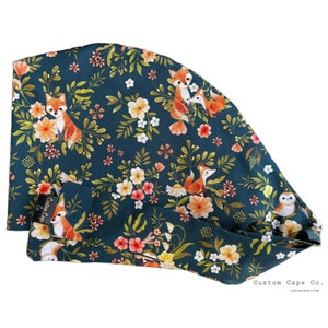 Fox and Friends Surgical Scrub Hat, Women's Adorable Woodland Pixie Scrub Cap | Custom Caps Co.