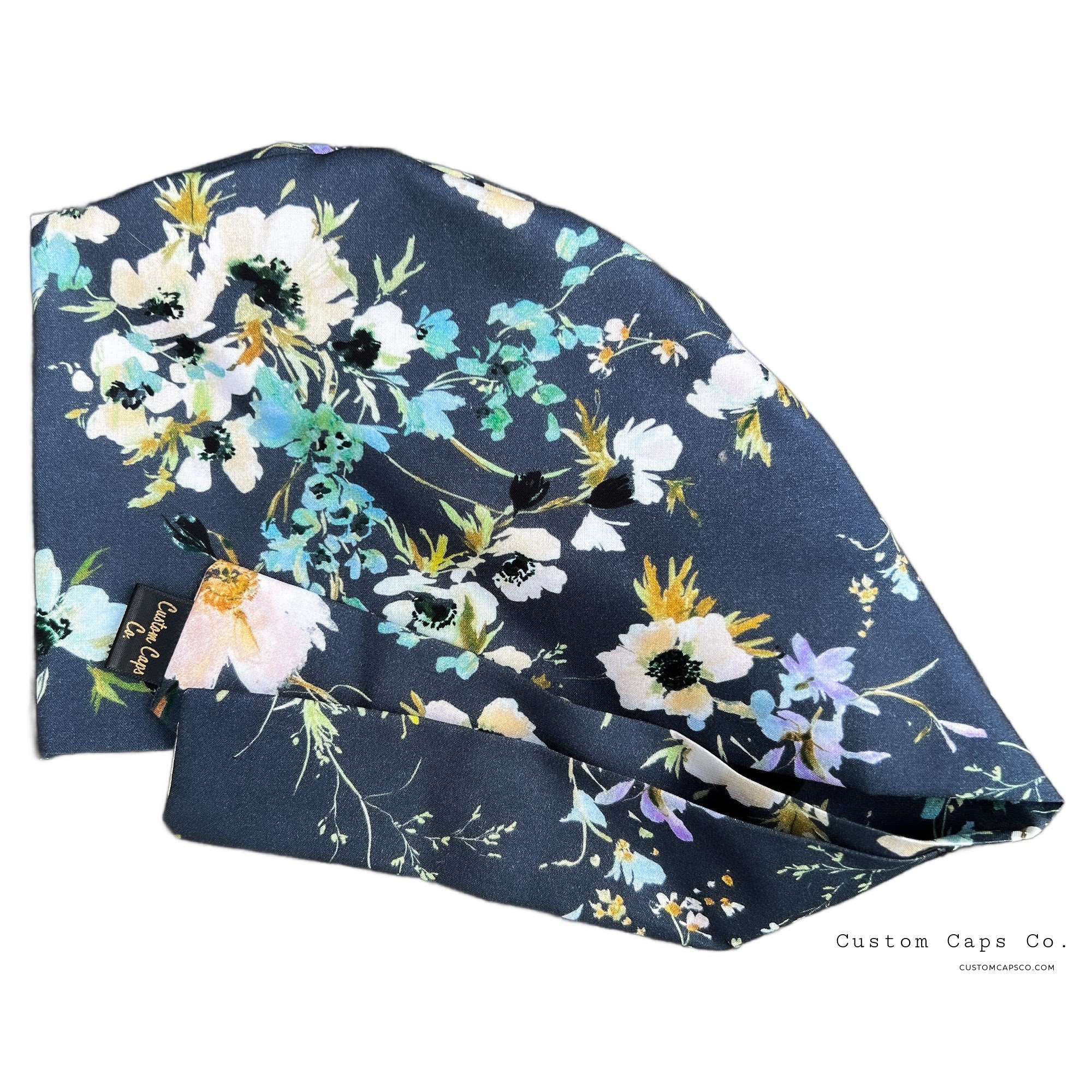 Anemone Bouquet Pixie Scrub Cap, Women's Flower Surgical Scrub Hat | Custom Caps Co.