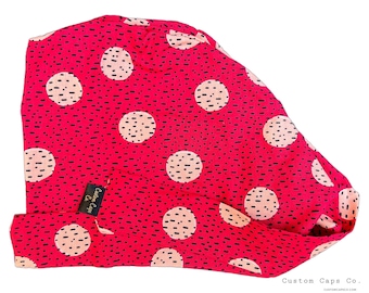 Gorra de exfoliación de Pixie de fresa abstracta, hermoso sombrero de exfoliación quirúrgica geométrica para mujer / Custom Caps Co.