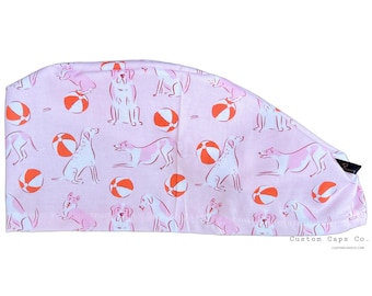 Beach Ball Dog Scrub Hat: Women's Organic Cotton Bouffant