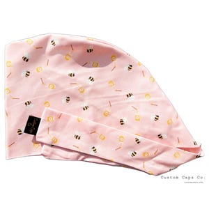 Little Honey Bees on Blush Scrub Cap: Women's Cotton Surgical Hat