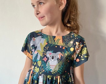 Jungle dress, safari dresses, zoo theme birthday party, toddlers tiger dress, elephant dresses, wild one, first birthday, summer spring