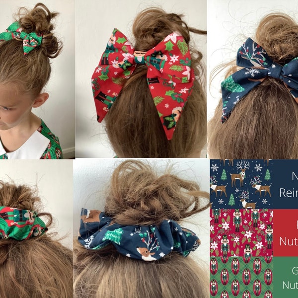 Various designs of hair accessories, scrunchies, bows, sailor bow, hair clip, matching outfits head wear, accessories, bobble, ponytail