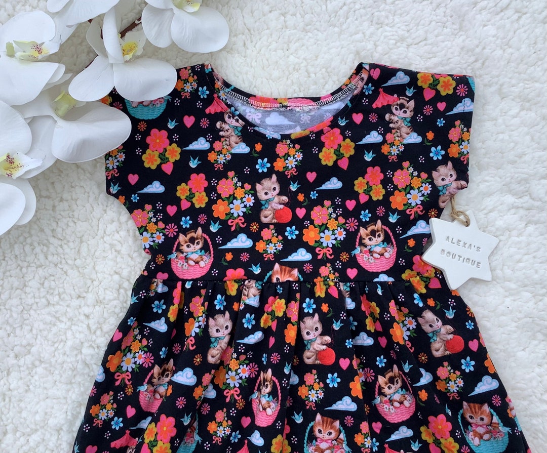 Cat Dress Toddler Girls Organic Dresses Kitten Dresses Kids Etsy