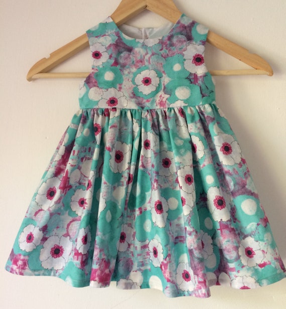 Teal Blue Green Ivory Butterfly Flower Girl Wedding Eid Summer Party Dress 2-12y