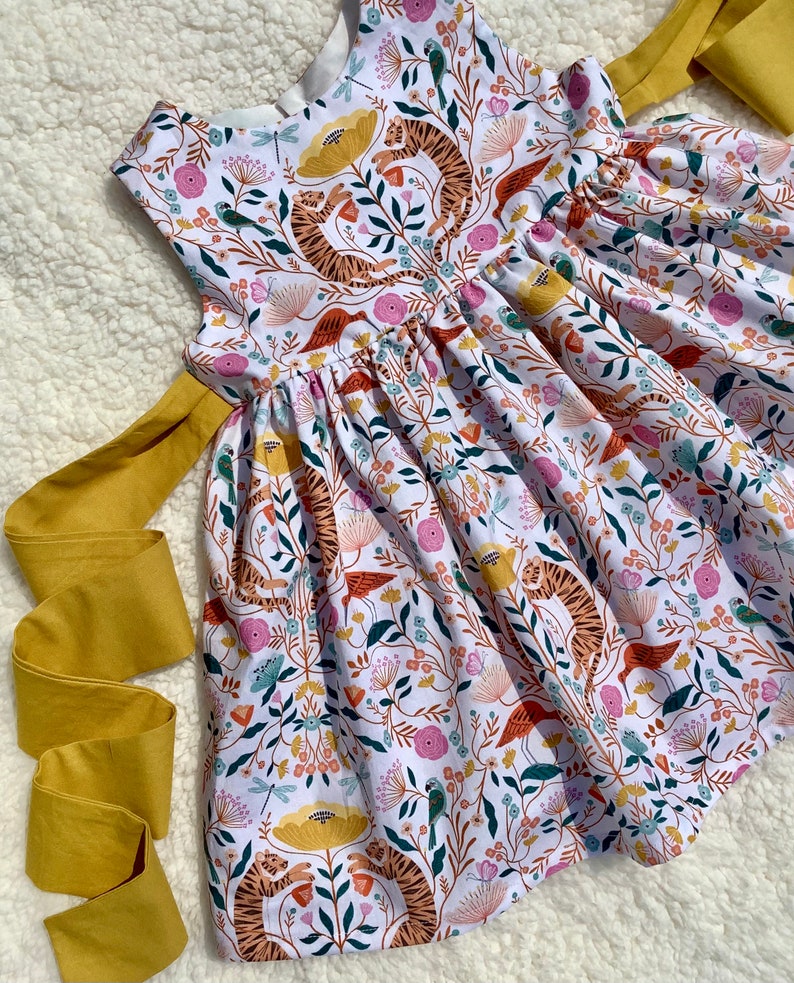 Girls Tiger dress, safari, Wild one party dress, tiger party, zoo theme party, jungle animals, toddler party dress birthday, wedding, tea image 3