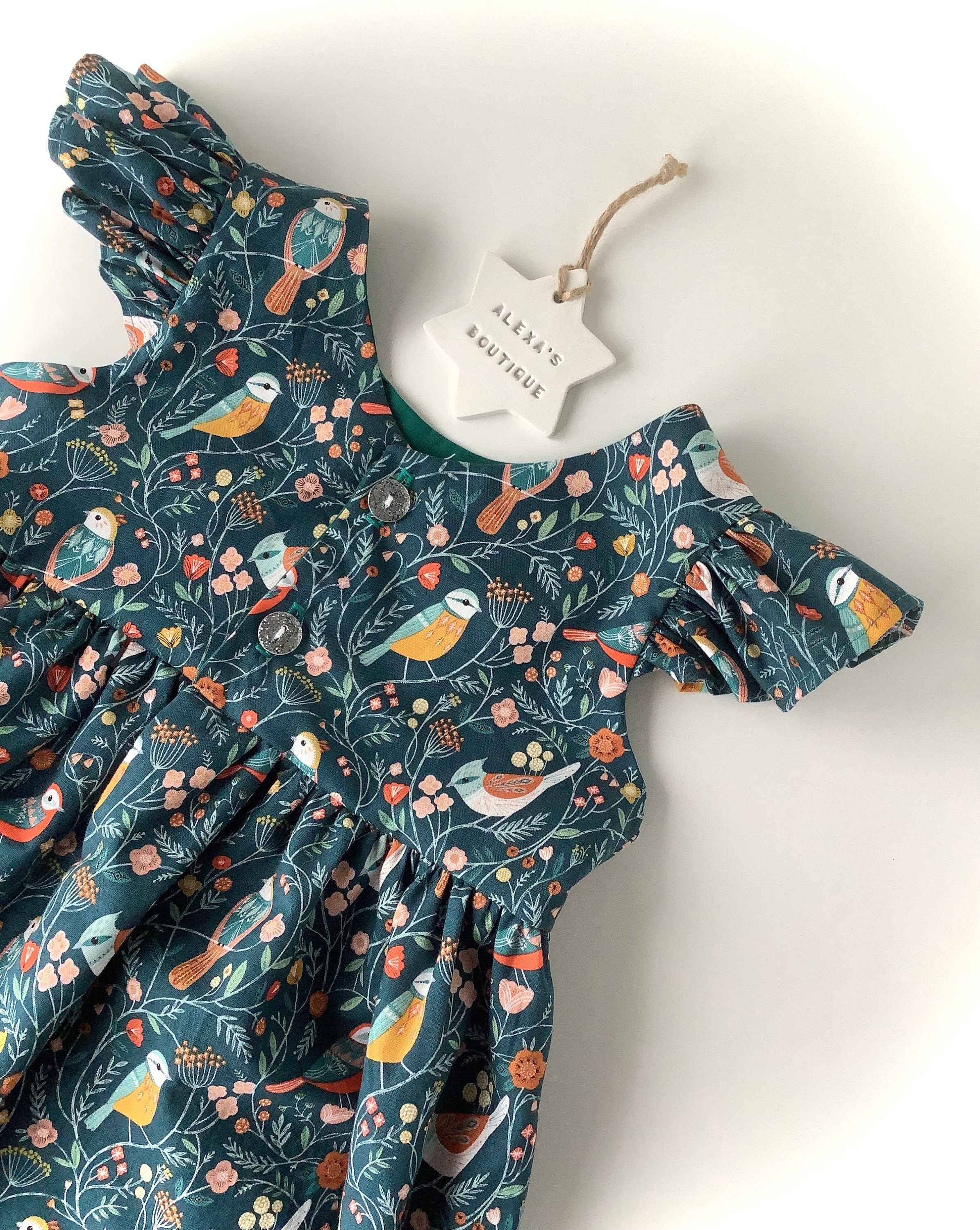 Baby Girls Handmade Dress With Flutter Sleeve Toddler Etsy UK