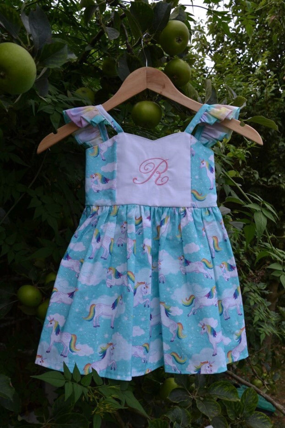 Rainbows and Unicorns Sparkle Dress for 4 Year Old Girl, Age Four