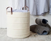 Storage basket. Laundry hamper. Toy storage bin. Canvas storage bin. Baby hamper. Bathroom storage bucket. White nursery decor. Toy storage