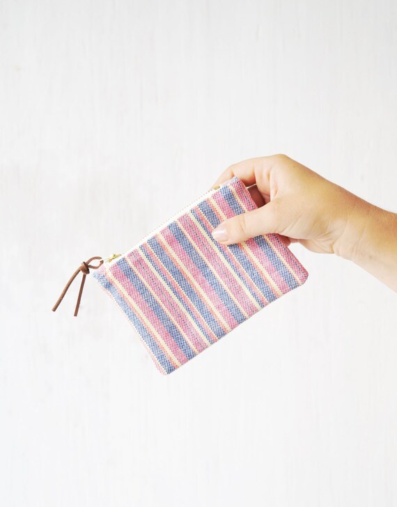woven stripe coin pouch