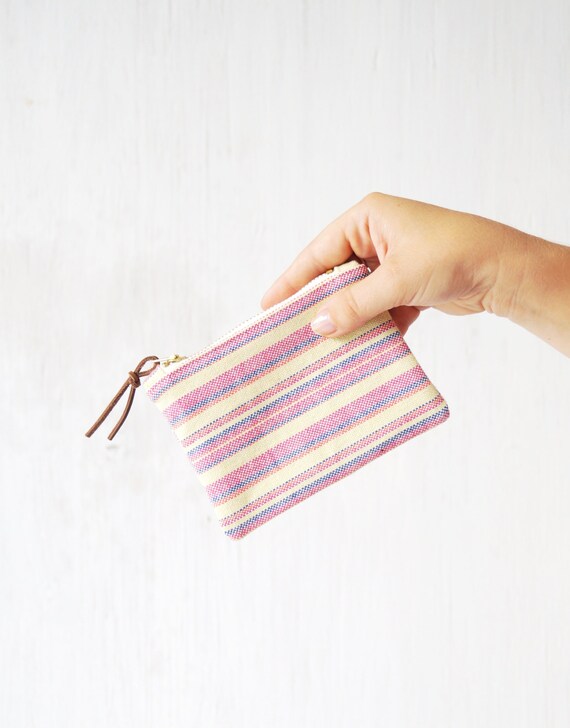 woven stripe coin pouch
