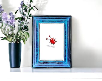 Cornice per foto dipinta a mano: cornice in legno boho anticato (4x6)
